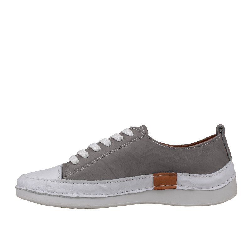 Slayka Gri Ases Hakiki Deri Kadın Comfort Casual Ayakkabı