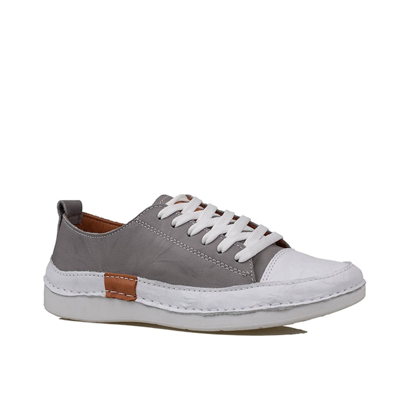 Slayka Gri Ases Hakiki Deri Kadın Comfort Casual Ayakkabı