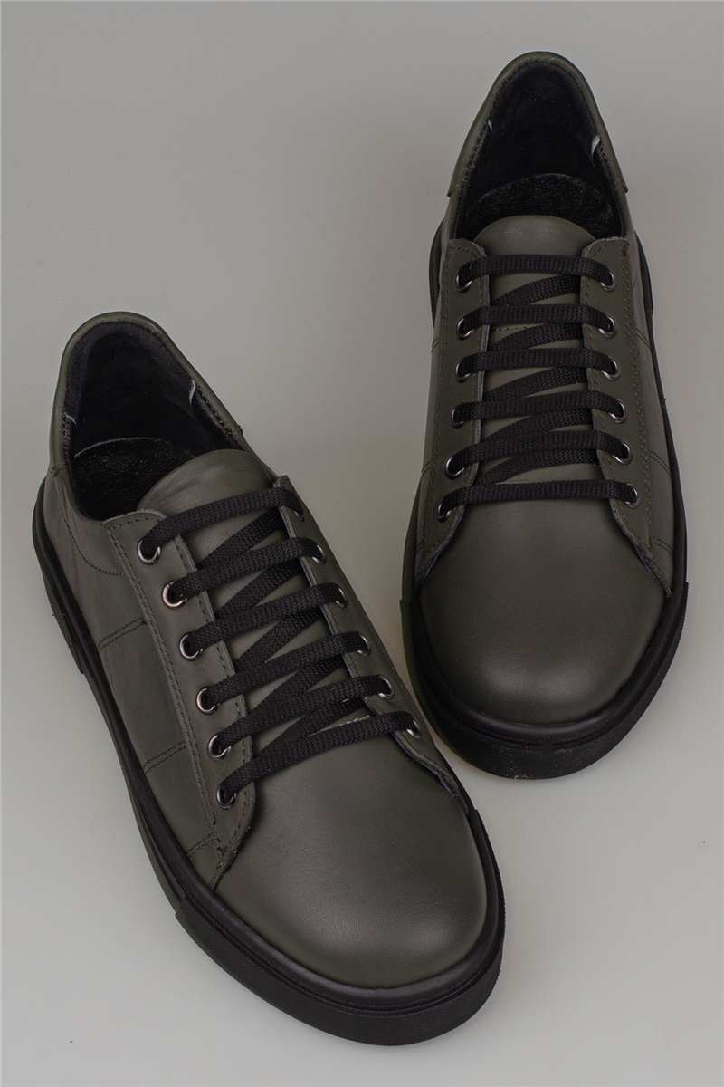 Slayka Haki Unisex Hakiki Deri Sneaker