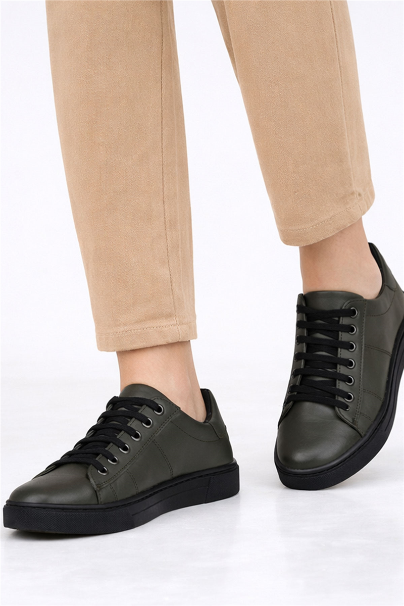 Slayka Haki Unisex Hakiki Deri Sneaker