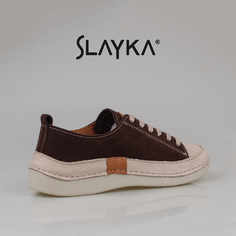 Slayka Kahverengi Ases Hakiki Nubuk Deri Kadın Casual Ayakkabı