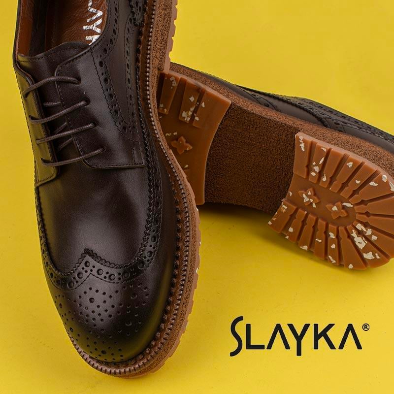 Slayka Kahverengi Dissimilar Erkek Hakiki Deri Klasik Ayakkabı