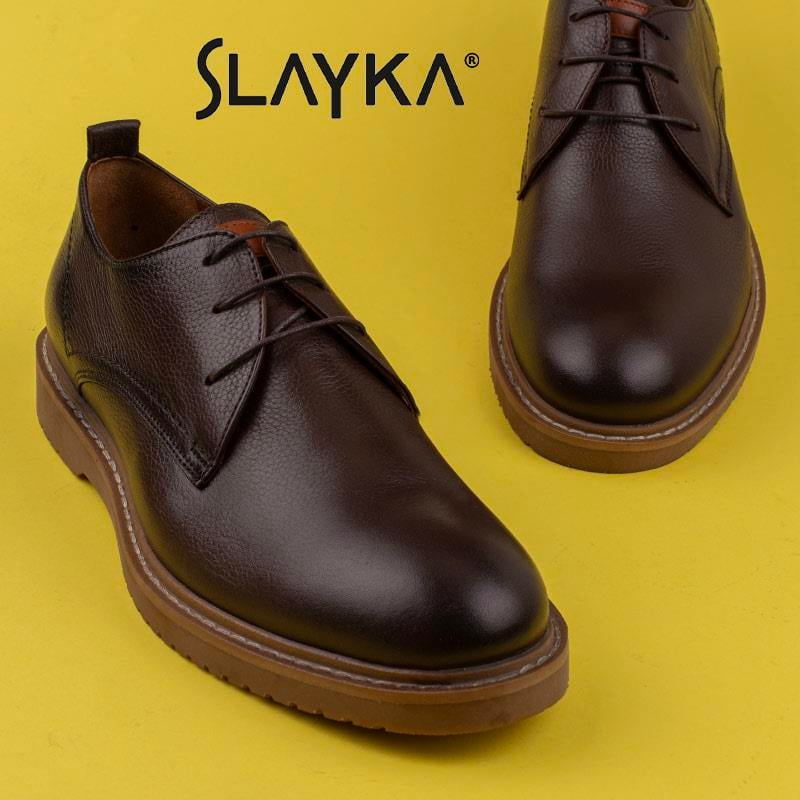 Slayka Kahverengi Rubber Erkek Hakiki Deri Klasik Ayakkabı