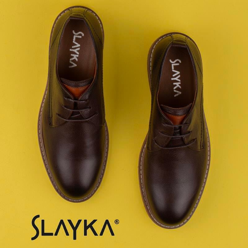 Slayka Kahverengi Rubber Erkek Hakiki Deri Klasik Ayakkabı