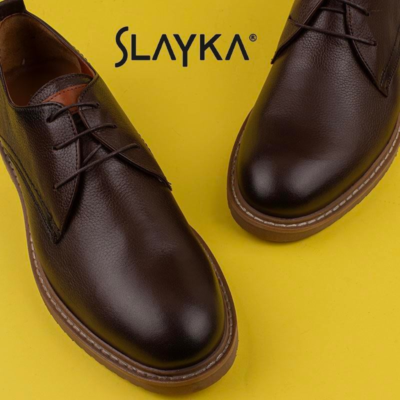 Slayka Kahverengi Rubber Erkek Hakiki Deri Klasik Ayakkabı