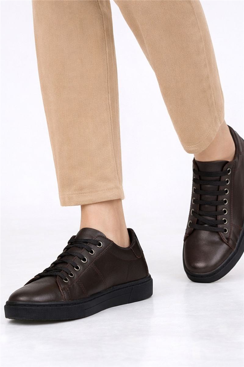 Slayka Kahverengi Unisex Hakiki Deri Sneaker