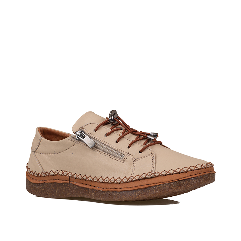 Slayka Krem Heysa Hakiki Deri Kadın Casual Comfort Ayakkabı