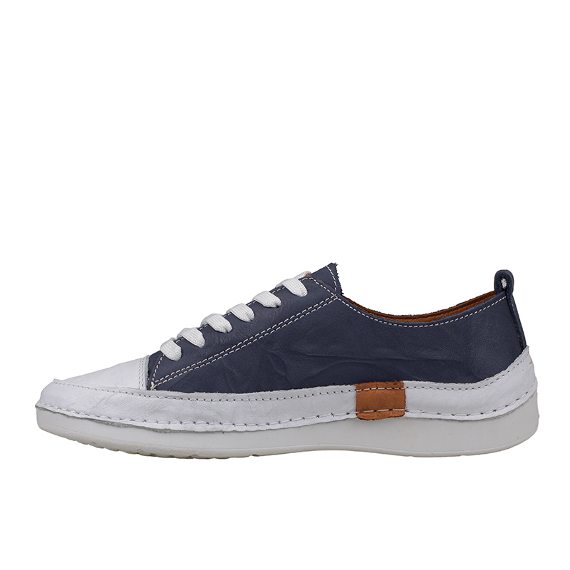 Slayka Lacivert Ases Hakiki Deri Kadın Comfort Casual Ayakkabı