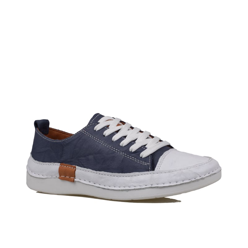 Slayka Lacivert Ases Hakiki Deri Kadın Comfort Casual Ayakkabı