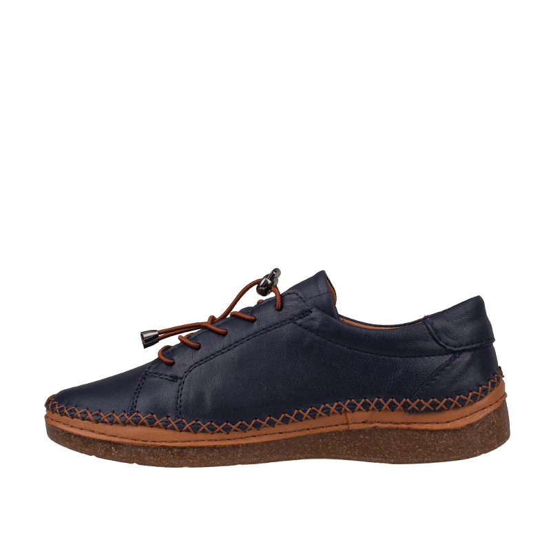 Slayka Lacivert Heysa Hakiki Deri Kadın Casual Comfort Ayakkabı