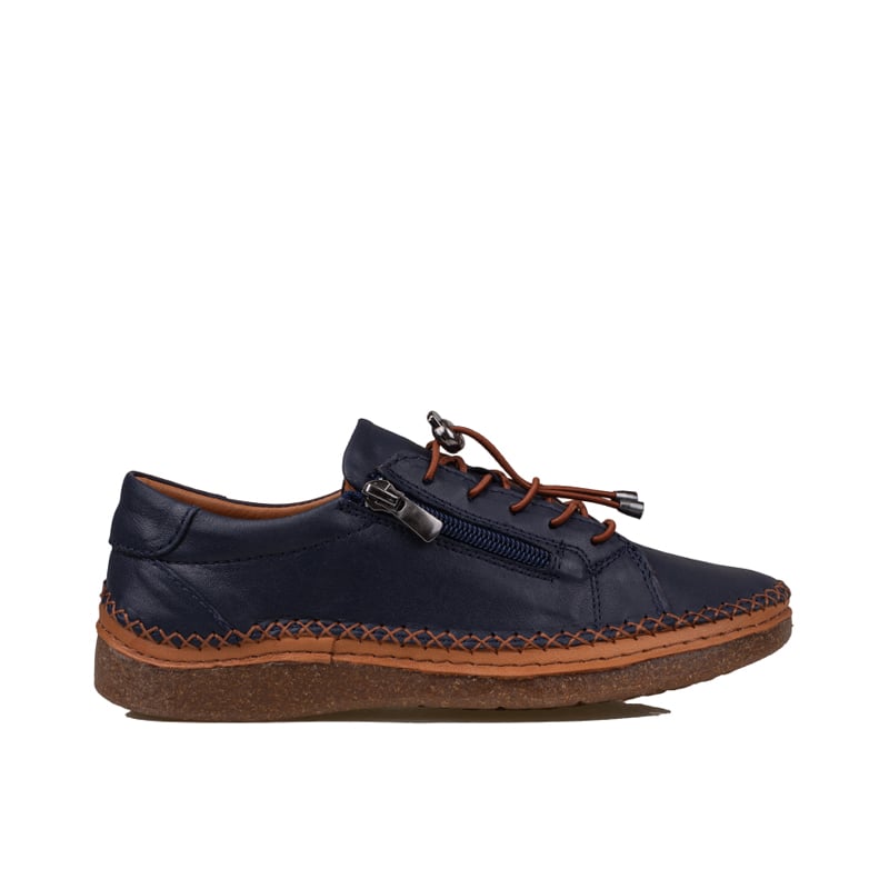 Slayka Lacivert Heysa Hakiki Deri Kadın Casual Comfort Ayakkabı