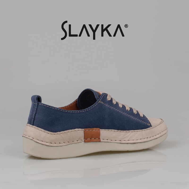 Slayka Mavi Ases Hakiki Nubuk Deri Kadın Casual Ayakkabı