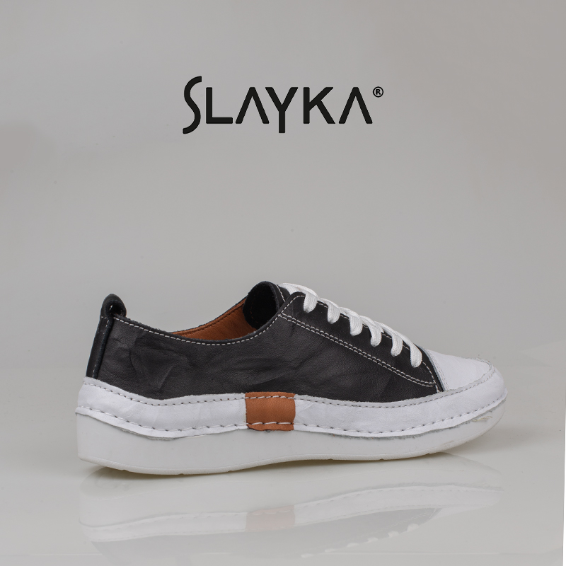 Slayka Siyah Ases Hakiki Deri Kadın Comfort Casual Ayakkabı