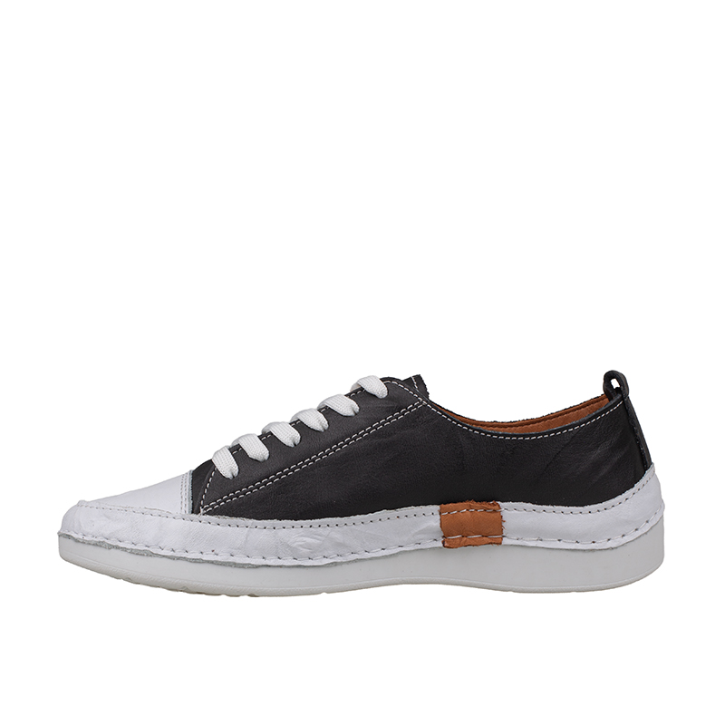 Slayka Siyah Ases Hakiki Deri Kadın Comfort Casual Ayakkabı
