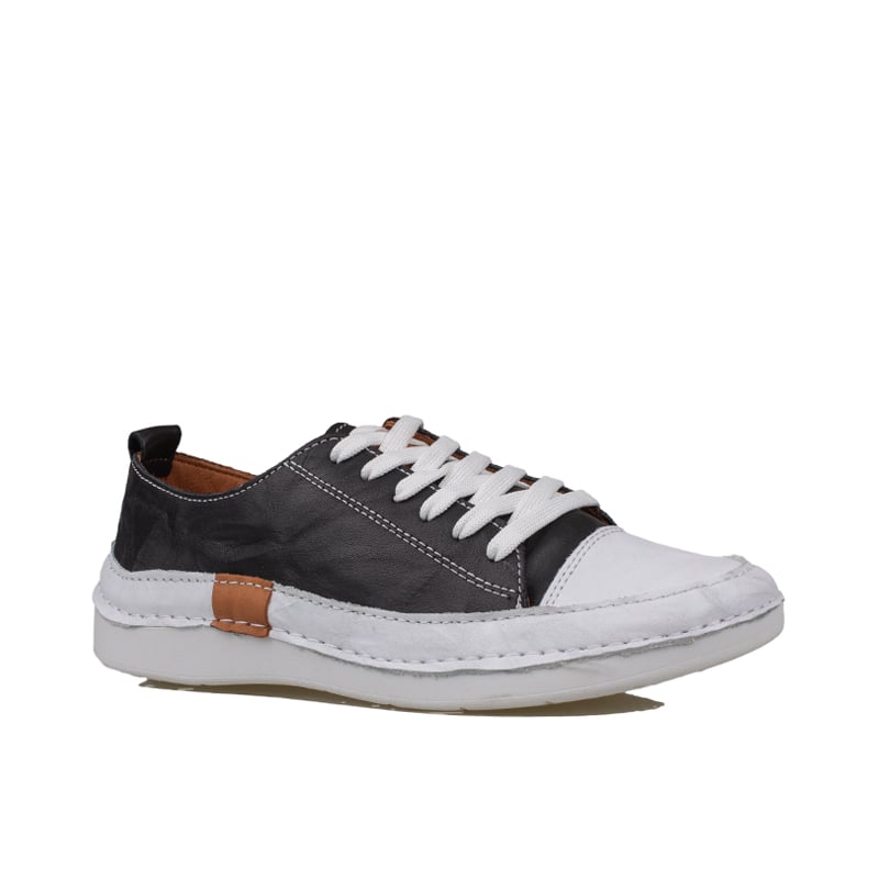 Slayka Siyah Ases Hakiki Deri Kadın Comfort Casual Ayakkabı