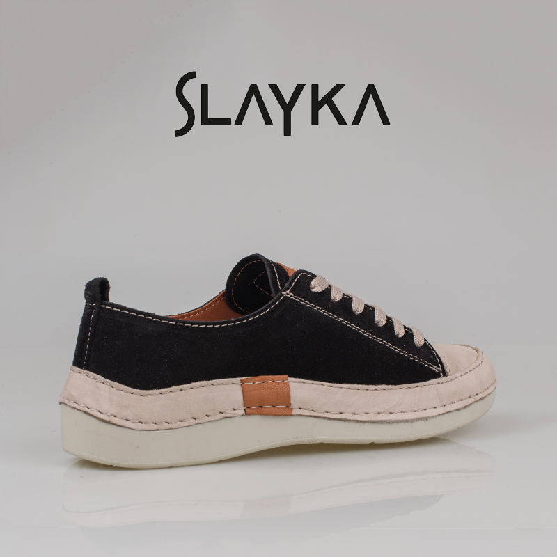 Slayka Siyah Ases Hakiki Nubuk Deri Kadın Casual Ayakkabı