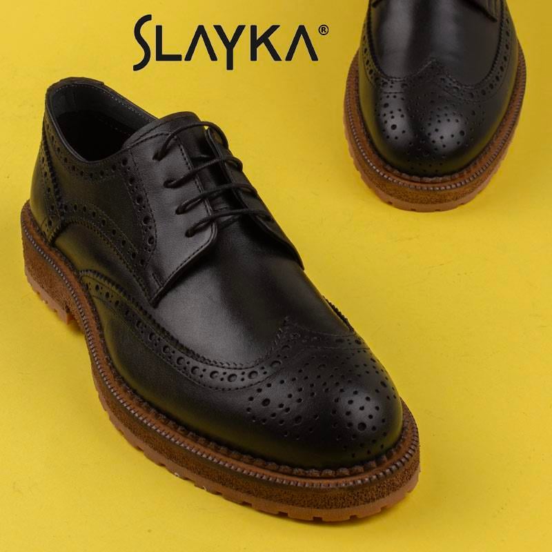 Slayka Siyah Dissimilar Erkek Hakiki Deri Klasik Ayakkabı