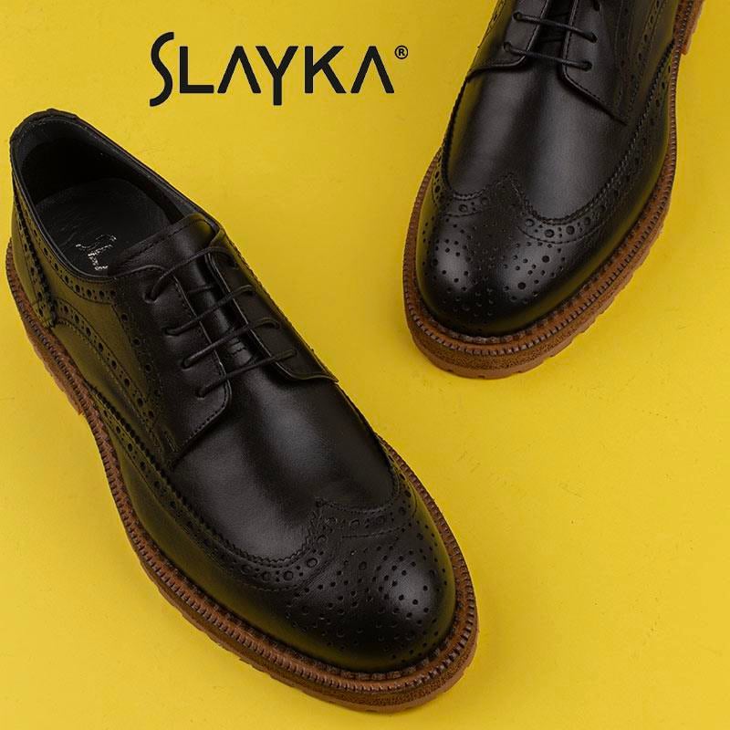 Slayka Siyah Dissimilar Erkek Hakiki Deri Klasik Ayakkabı