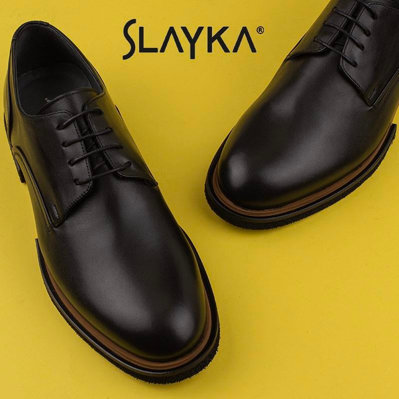 Slayka Siyah Elegant Beauty Erkek Bağcıklı Klasik Ayakkabı