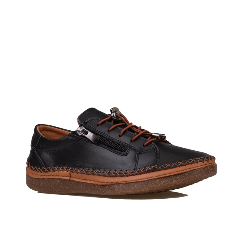 Slayka Siyah Heysa Hakiki Deri Kadın Casual Comfort Ayakkabı