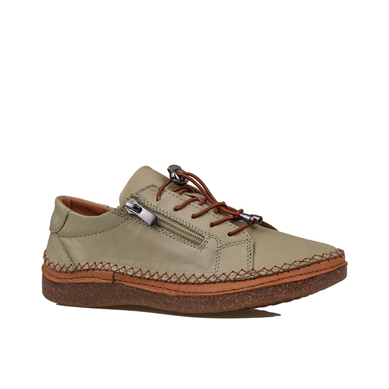 Slayka Yeşil Heysa Hakiki Deri Kadın Casual Comfort Ayakkabı