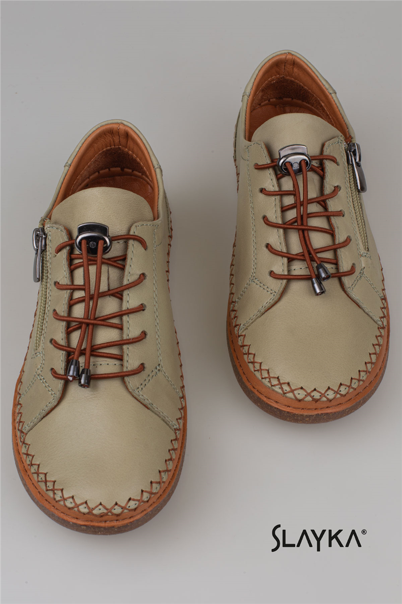 Slayka Yeşil Heysa Hakiki Deri Kadın Casual Comfort Ayakkabı