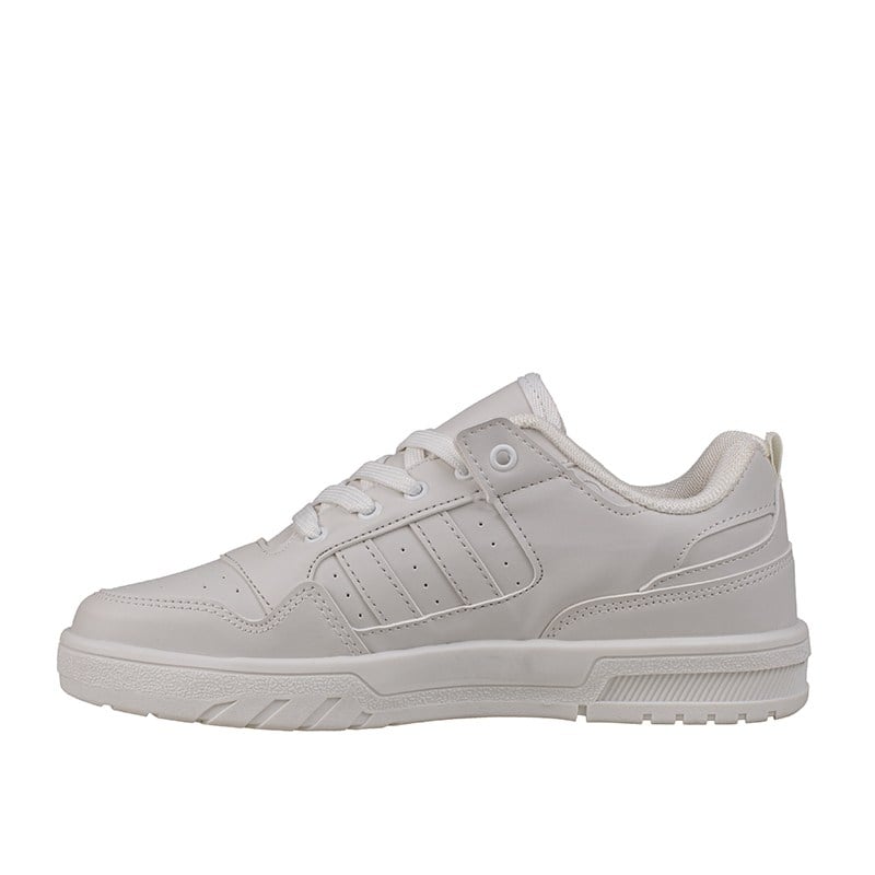 Trend Adımlar Beyaz Bağcıklı Düz Taban Unisex Spor Ayakkabı