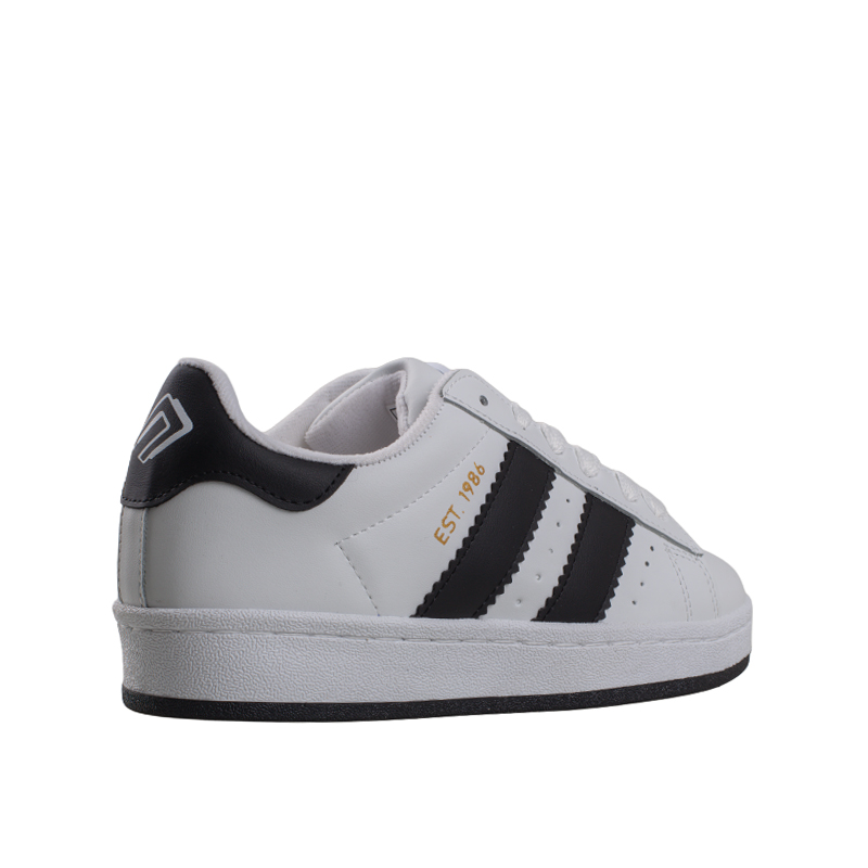 Trend Adımlar Beyaz-Siyah Düz Çizgili Tarz Unisex Sneaker