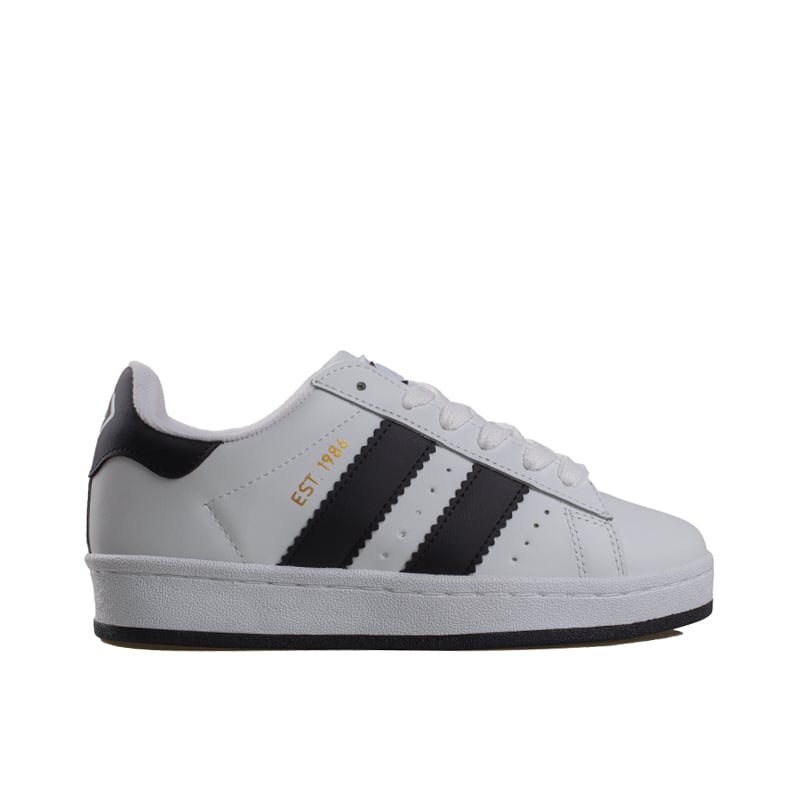 Trend Adımlar Beyaz-Siyah Düz Çizgili Tarz Unisex Sneaker