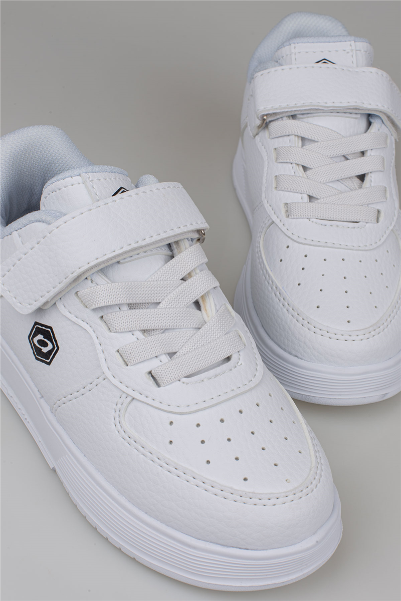 Trend Adımlar Beyaz Unisex Çocuk Cırt Cırtlı Günlük Sneaker