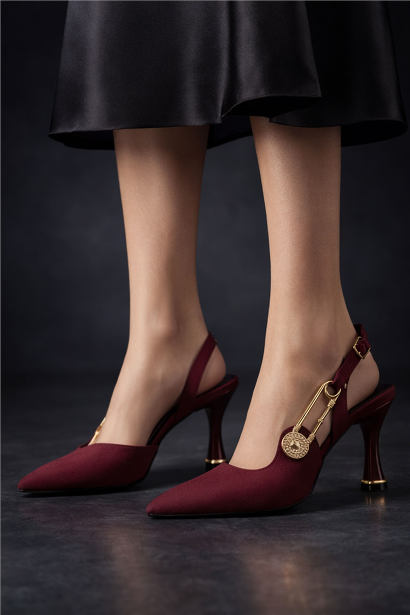 Trend Adımlar Bordo Kadın Aksesuar Detaylı Slingback Klasik Ayakkabı