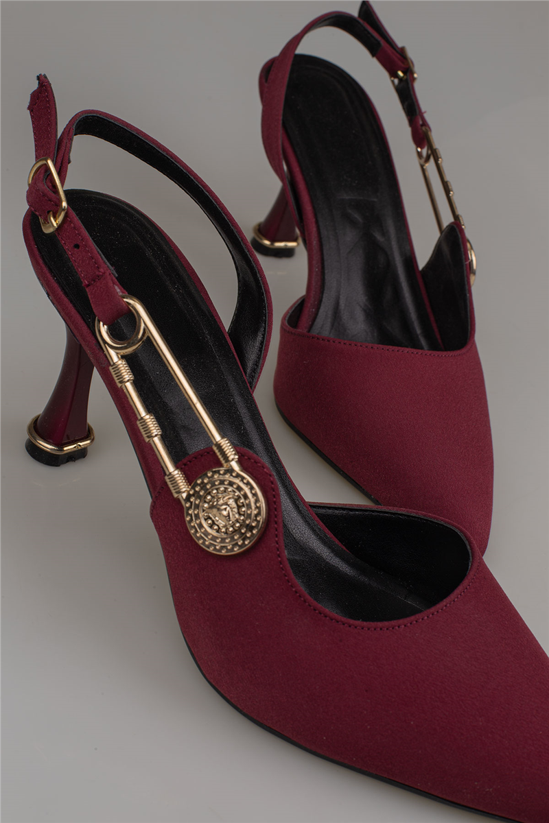 Trend Adımlar Bordo Kadın Aksesuar Detaylı Slingback Klasik Ayakkabı