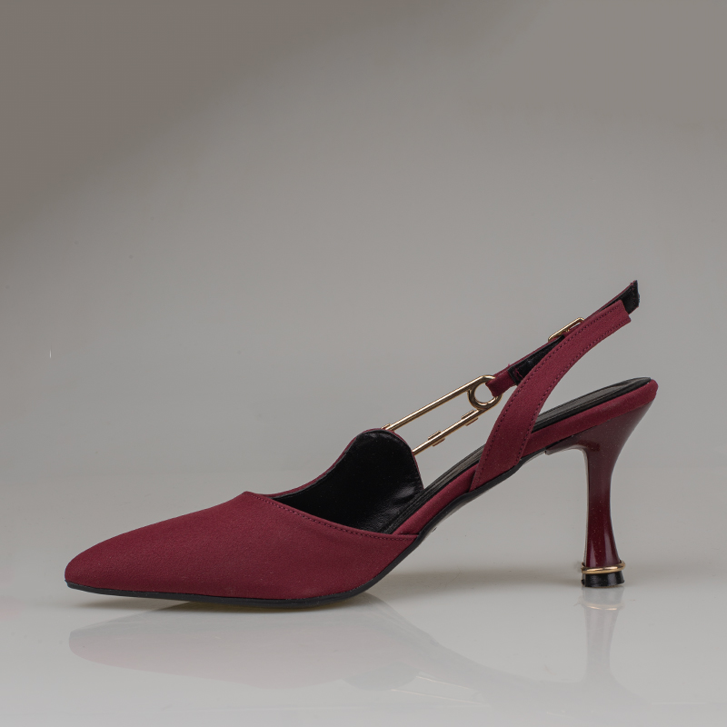 Trend Adımlar Bordo Kadın Aksesuar Detaylı Slingback Klasik Ayakkabı