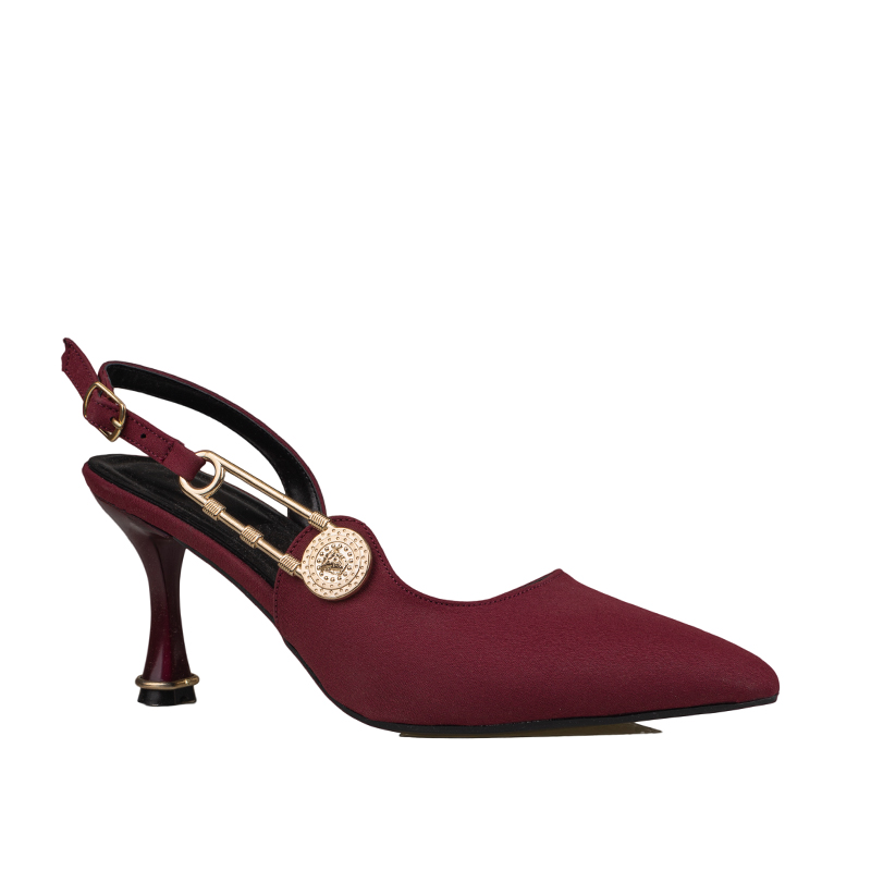 Trend Adımlar Bordo Kadın Aksesuar Detaylı Slingback Klasik Ayakkabı