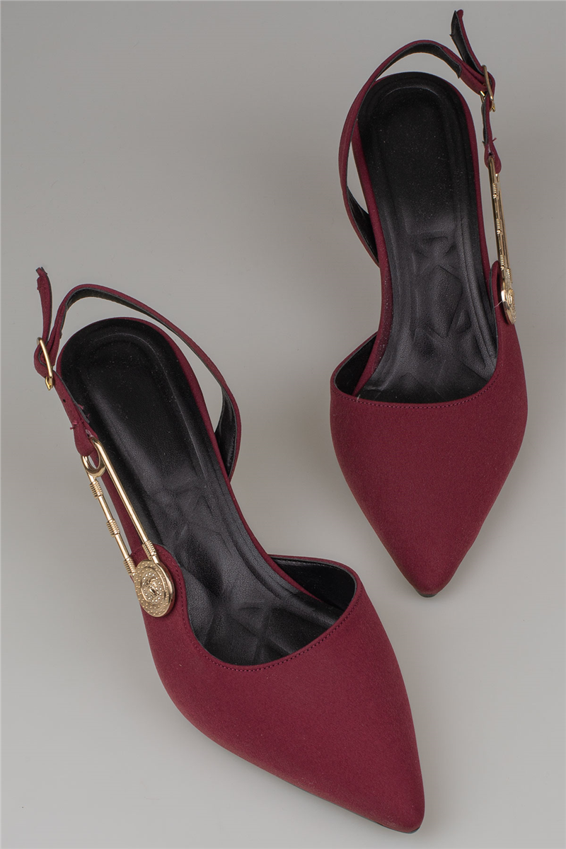 Trend Adımlar Bordo Kadın Aksesuar Detaylı Slingback Klasik Ayakkabı