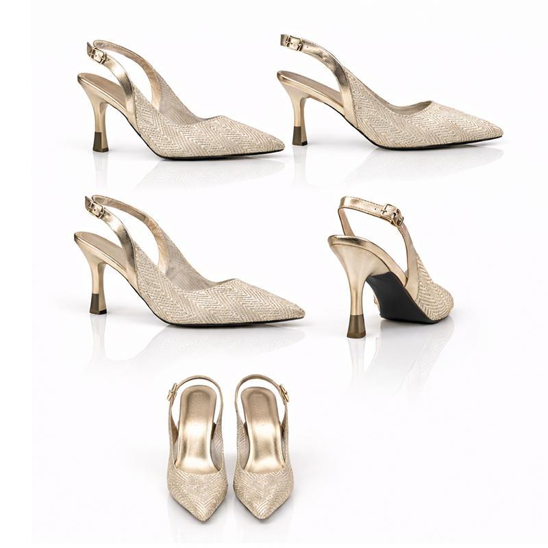 Trend Adımlar Gold Kadın Şeffaf Parlak Klasik Slingback Ayakkabı