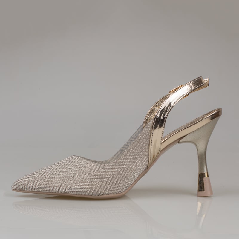 Trend Adımlar Gold Kadın Şeffaf Parlak Klasik Slingback Ayakkabı