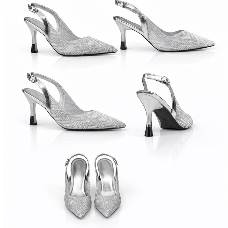 Trend Adımlar Gümüş Kadın Şeffaf Parlak Klasik Slingback Ayakkabı