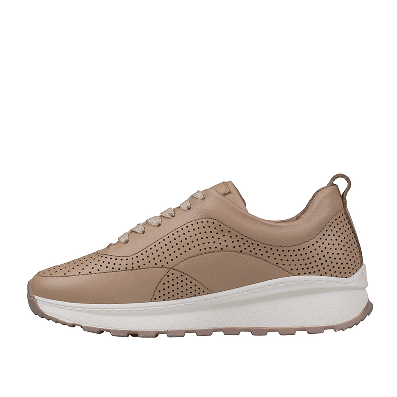 Trend Adımlar Kahverengi Kadın Hakiki Deri Delikli Sneaker