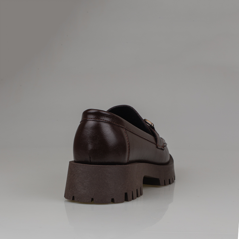 Trend Adımlar Kahverengi Kadın Kalın Tabanlı Loafer Ayakkabı