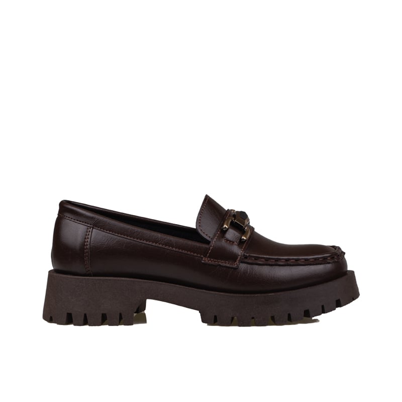 Trend Adımlar Kahverengi Kadın Kalın Tabanlı Loafer Ayakkabı