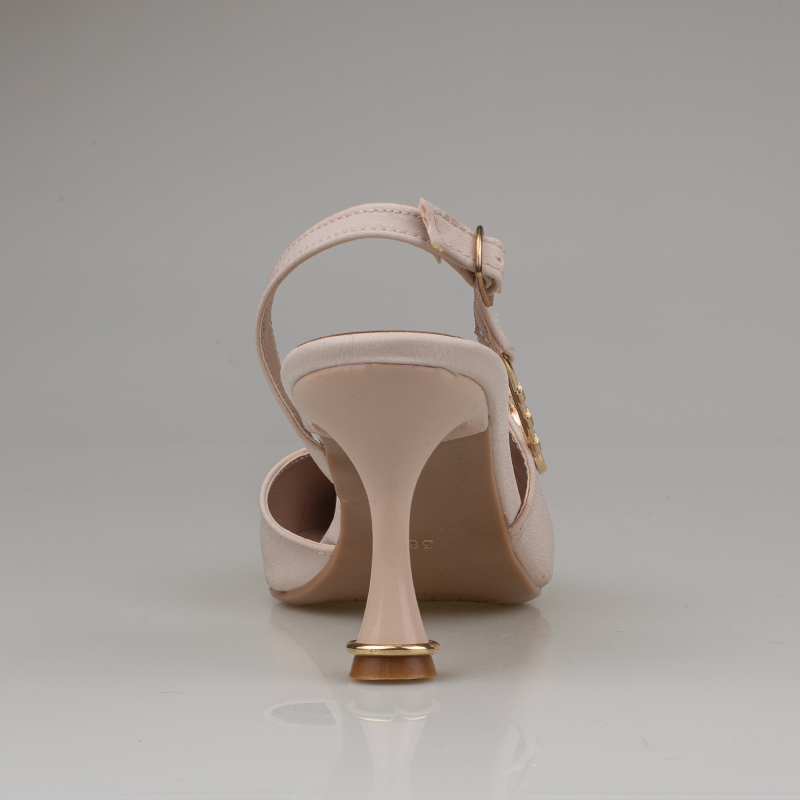 Trend Adımlar Krem Kadın Aksesuar Detaylı Slingback Klasik Ayakkabı