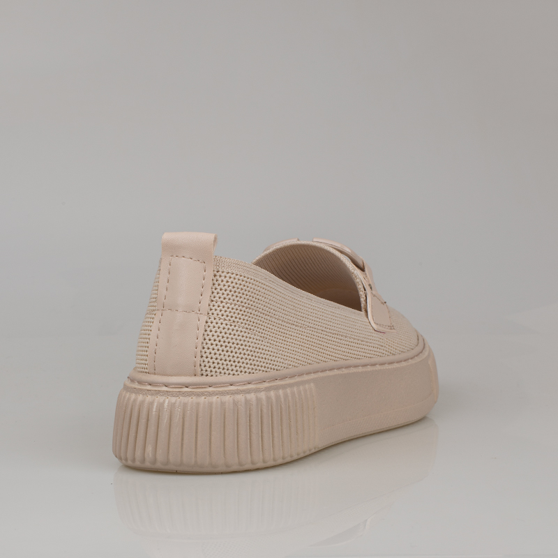 Trend Adımlar Krem Kadın Triko Loafer Ayakkabı