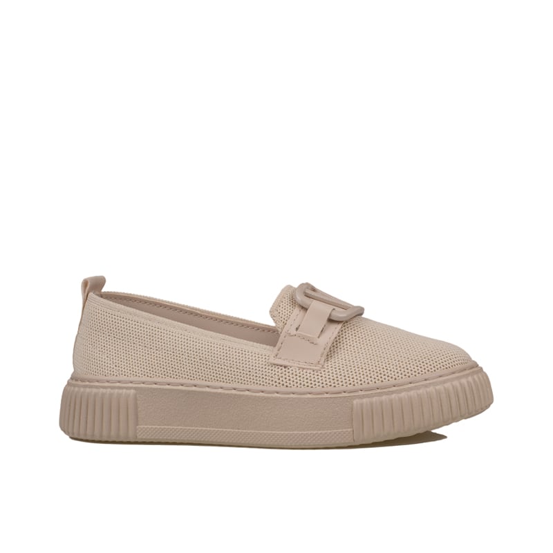 Trend Adımlar Krem Kadın Triko Loafer Ayakkabı