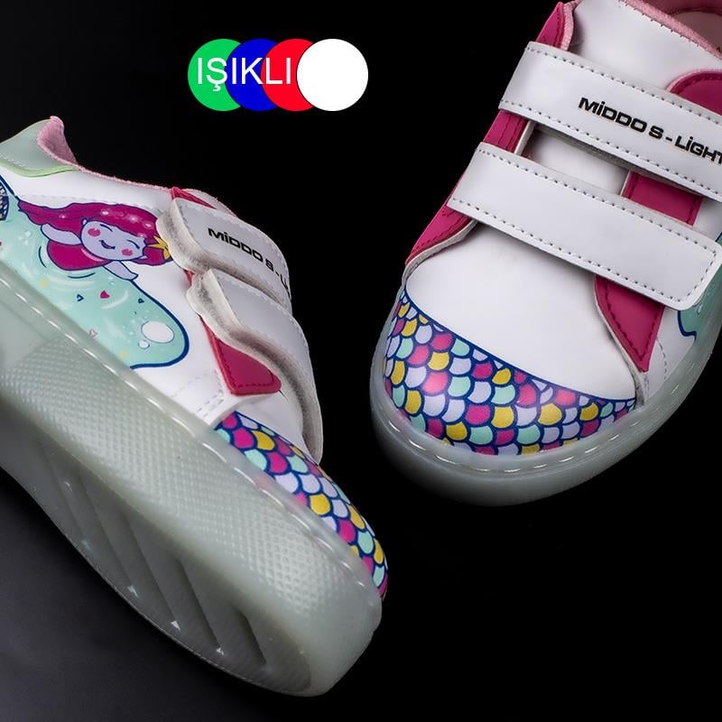 Trend Adımlar Pembe Cute Monster Işıklı Çocuk Sneaker