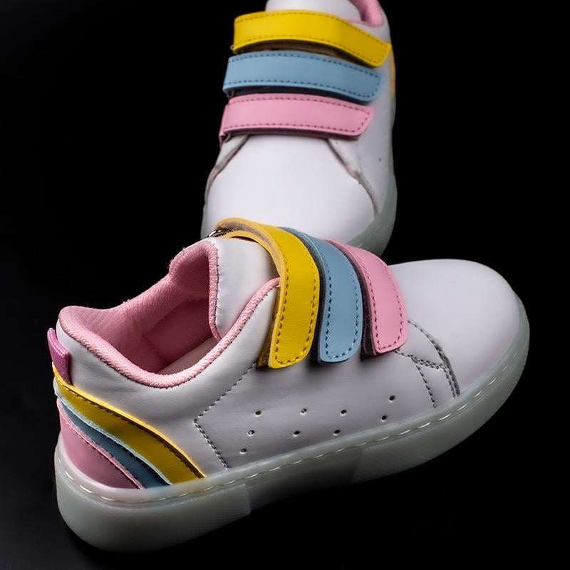 Trend Adımlar Pembe Rainbow Unisex Çocuk Işıklı Sneaker