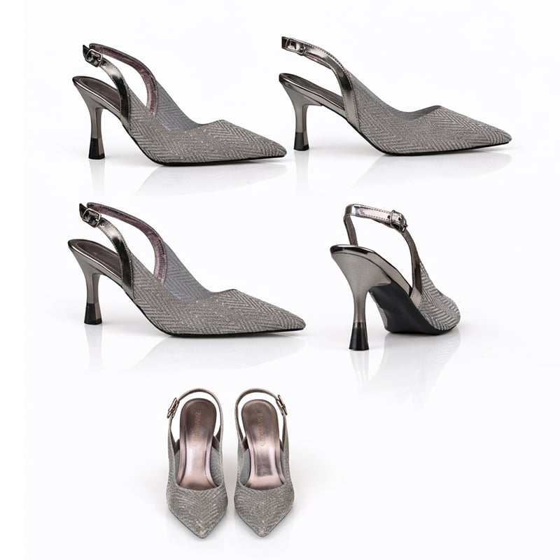 Trend Adımlar Platin Kadın Şeffaf Parlak Klasik Slingback Ayakkabı