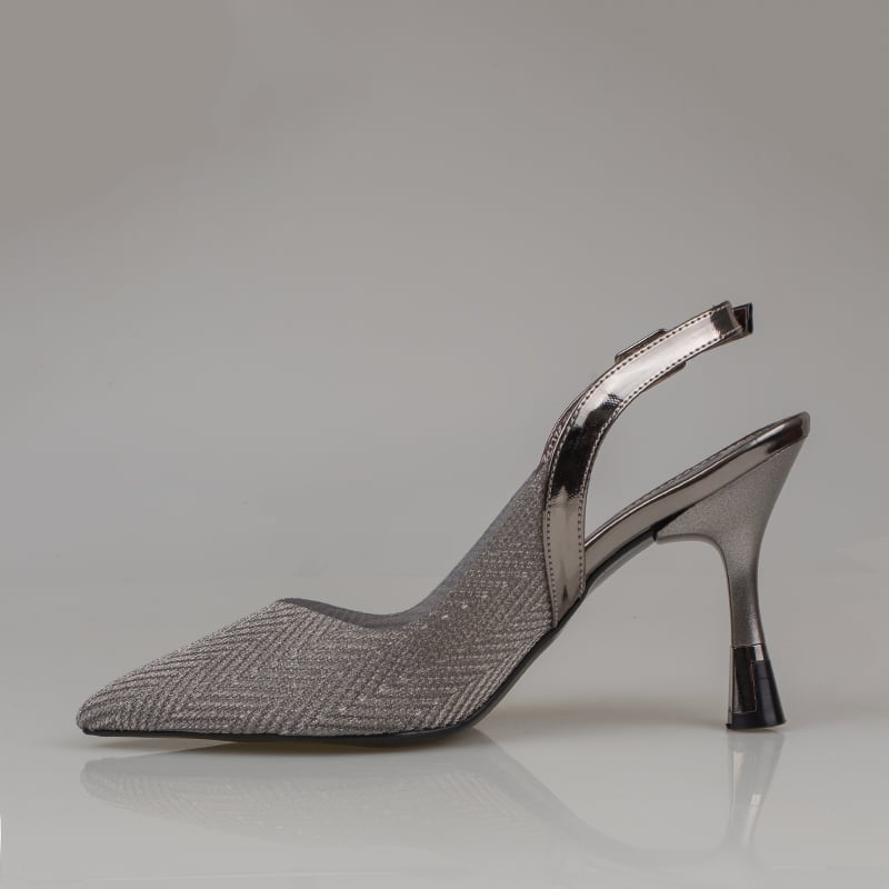 Trend Adımlar Platin Kadın Şeffaf Parlak Klasik Slingback Ayakkabı