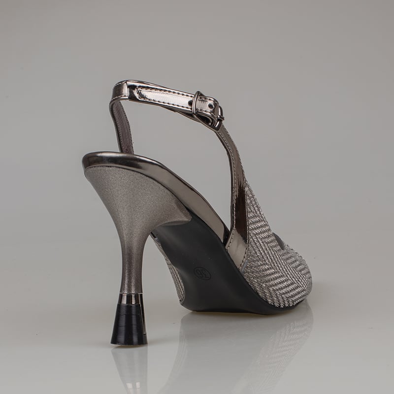 Trend Adımlar Platin Kadın Şeffaf Parlak Klasik Slingback Ayakkabı