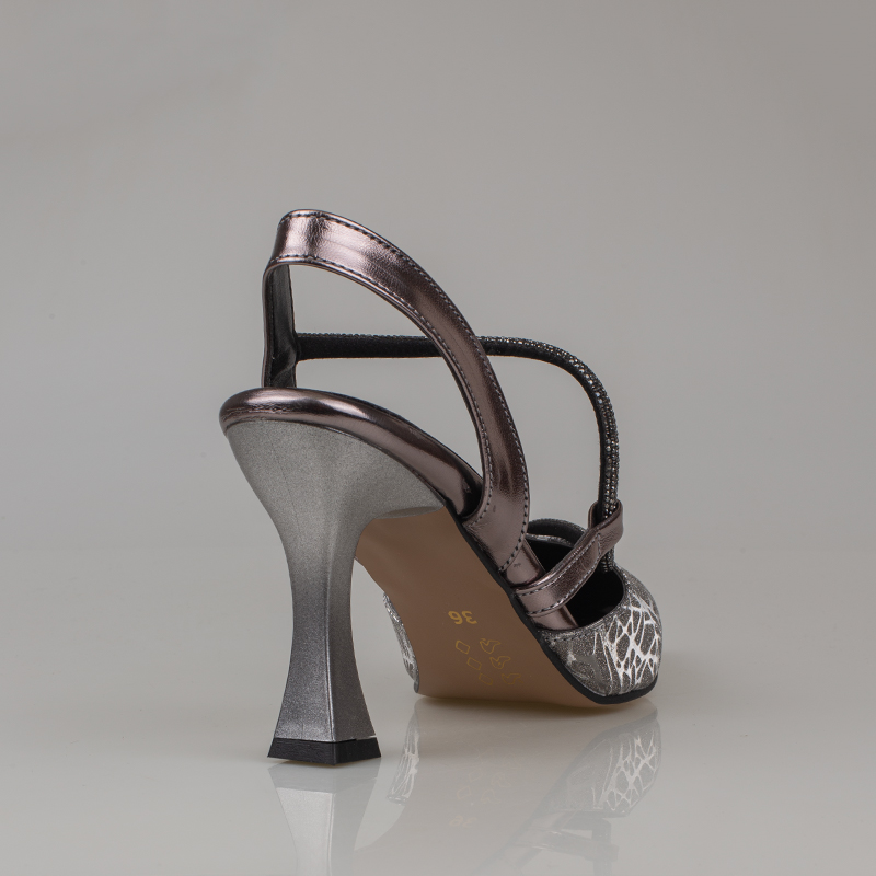 Trend Adımlar Platin Kadın Taş Detaylı Slingback Abiye Ayakkabı
